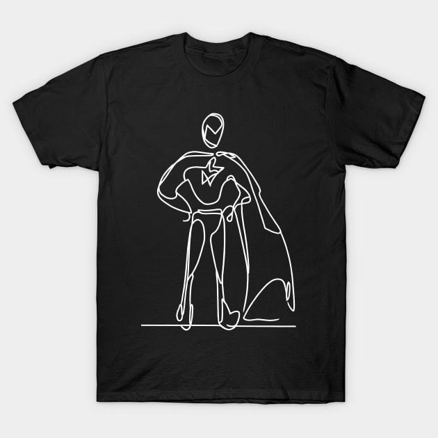 Minimalist white lines art Superhero Silhouette | Character 4 T-Shirt by Jumitu-Art